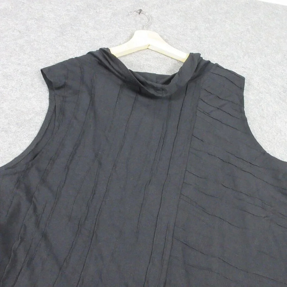 Habitat Women's Asymmetrical Cowl Neck Sleeveless Top Black Textured XL 202 - Picture 6 of 10
